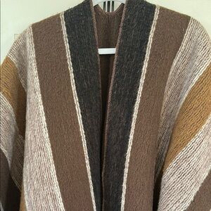 Striped Brown and Tan 100% vintage wool cape